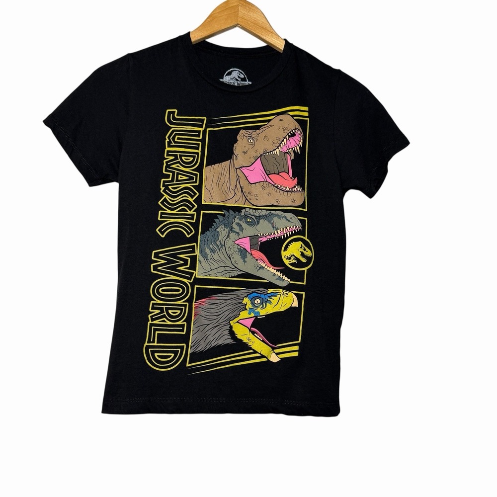 Jurassic World Kids‎ Youth Dinosaurs Graphic Tee M Black T-Rex Raptor Retro